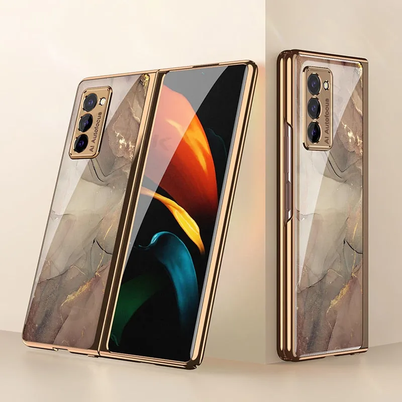 Luxury Plating Tempered Glass Case For Samsung Galaxy Z Fold