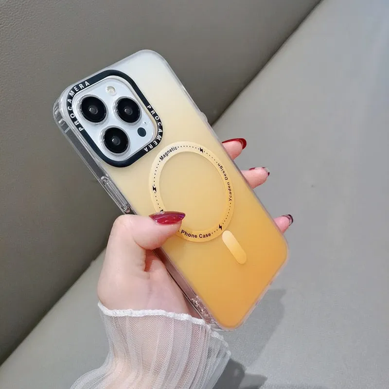 Luxury Shockproof Magsafe Slim Matte Hard Cover Gradient Case For iPhone