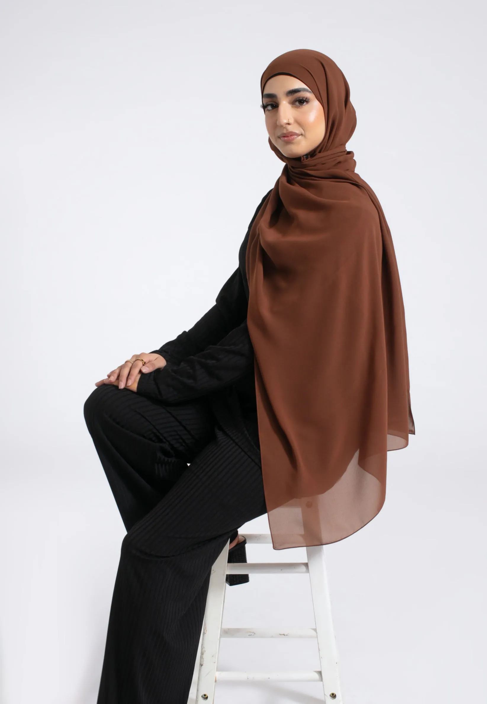 Luxury Soft Chiffon Hijab - Chestnut Brown