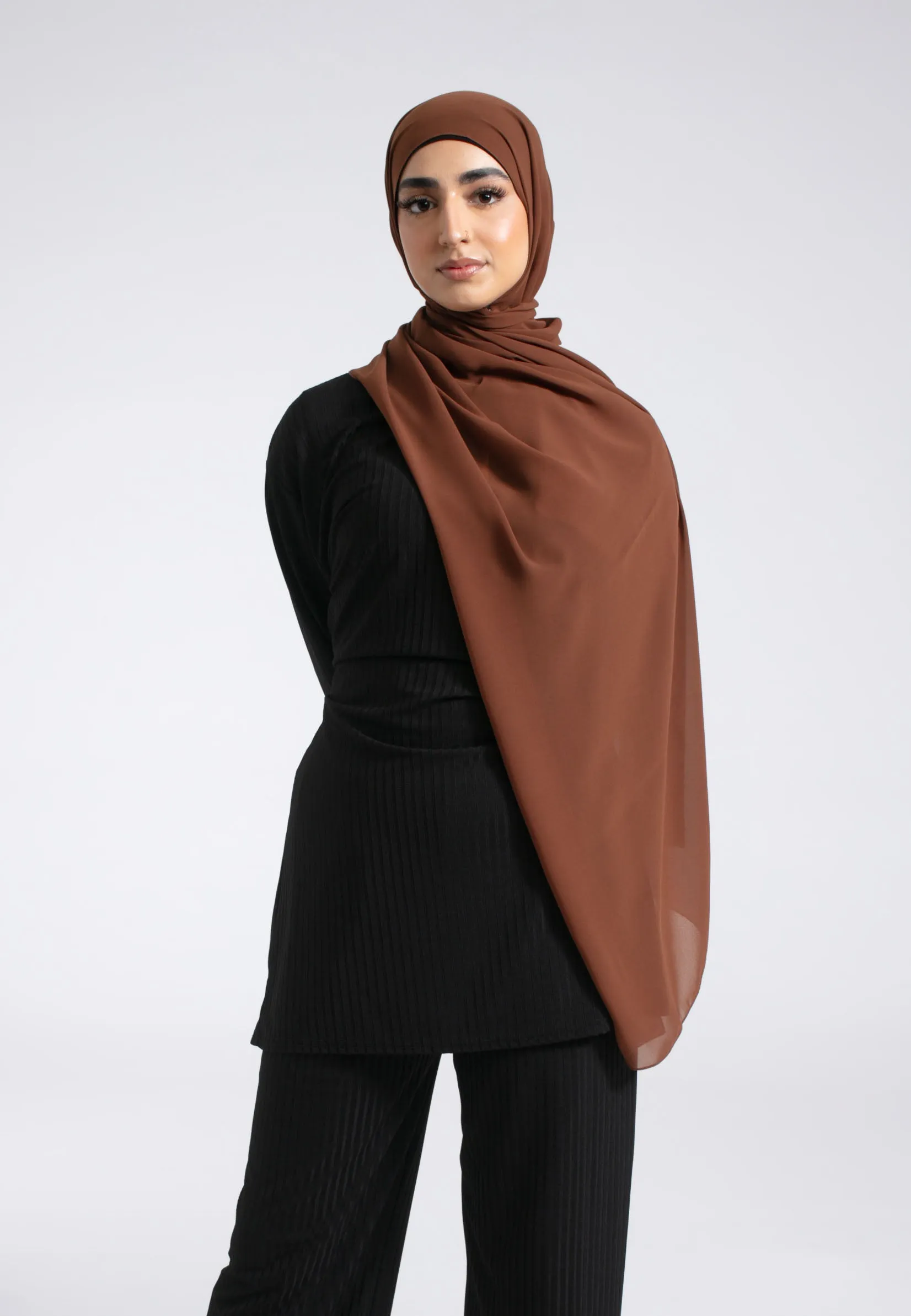 Luxury Soft Chiffon Hijab - Chestnut Brown