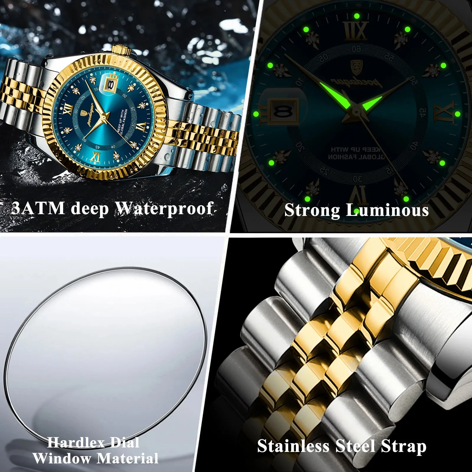 Luxury Sport Wrist Watch For Man Waterproof Luminous Date Men Watch Quartz Stainless Steel Men's Watches Male Reloj box