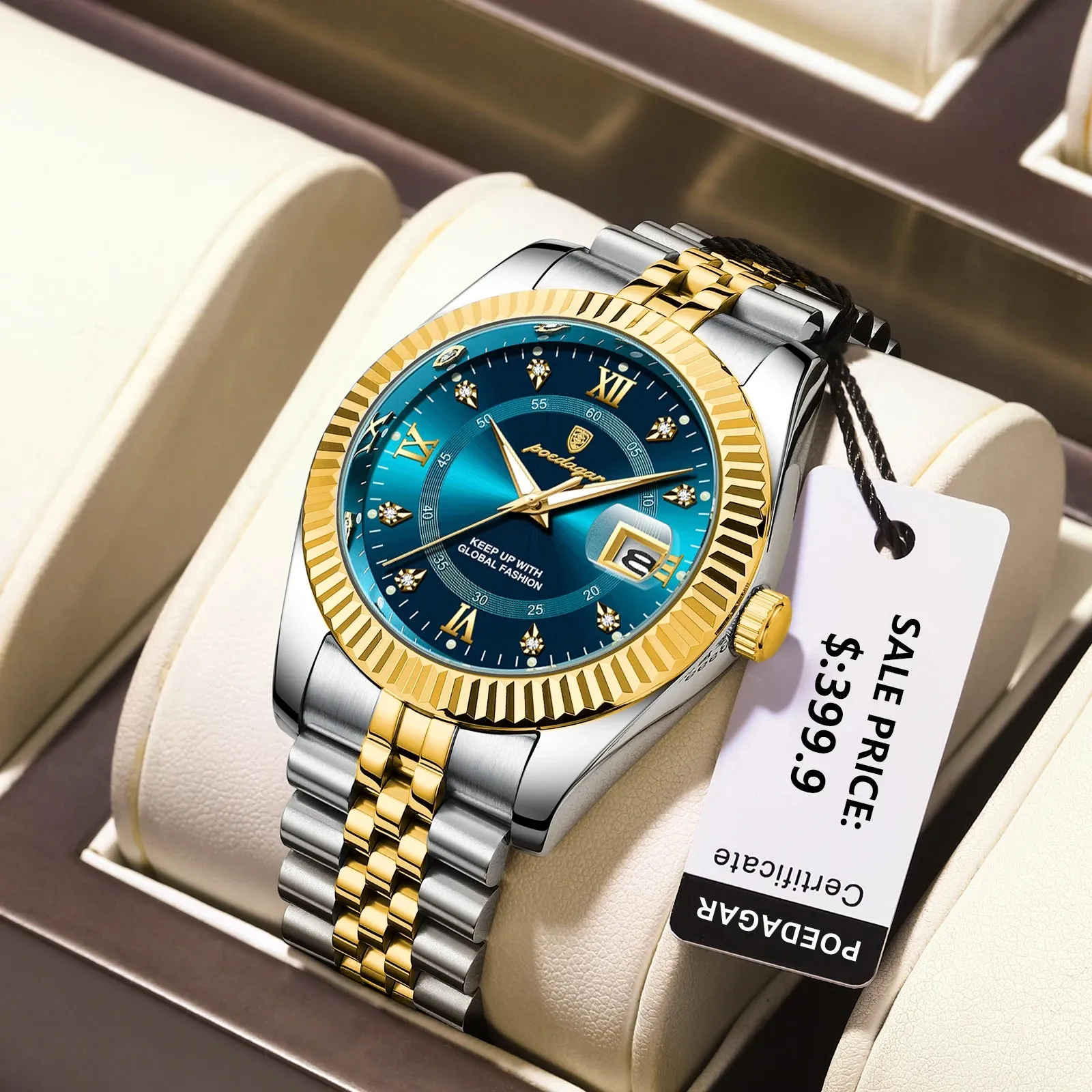 Luxury Sport Wrist Watch For Man Waterproof Luminous Date Men Watch Quartz Stainless Steel Men's Watches Male Reloj box