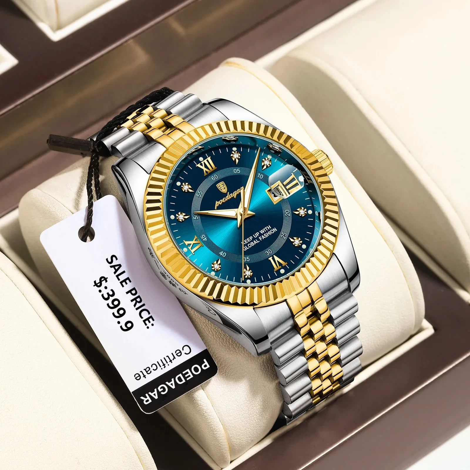 Luxury Sport Wrist Watch For Man Waterproof Luminous Date Men Watch Quartz Stainless Steel Men's Watches Male Reloj box