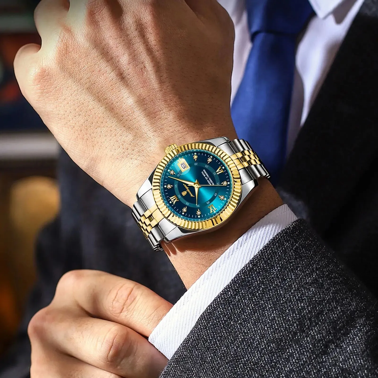 Luxury Sport Wrist Watch For Man Waterproof Luminous Date Men Watch Quartz Stainless Steel Men's Watches Male Reloj box
