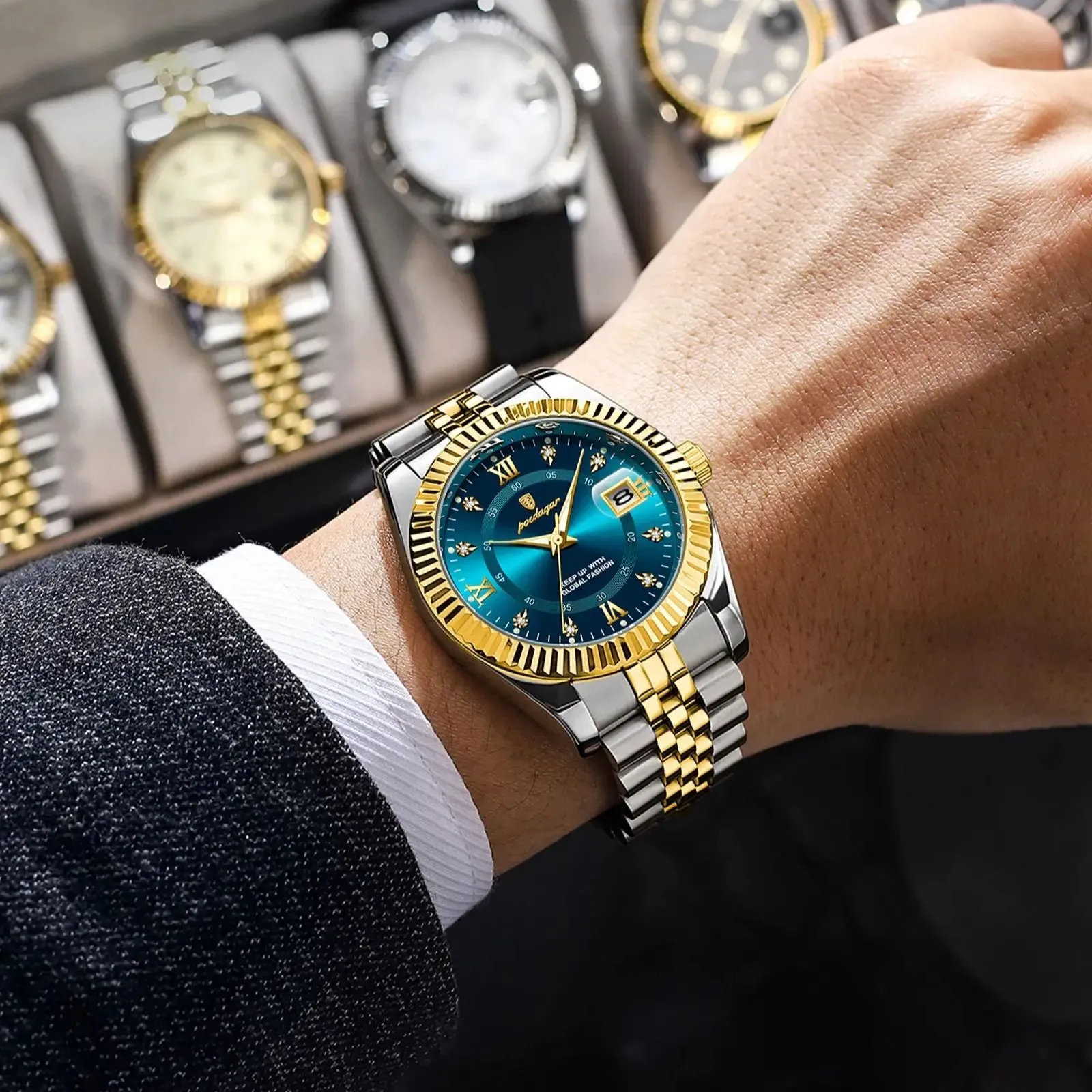 Luxury Sport Wrist Watch For Man Waterproof Luminous Date Men Watch Quartz Stainless Steel Men's Watches Male Reloj box