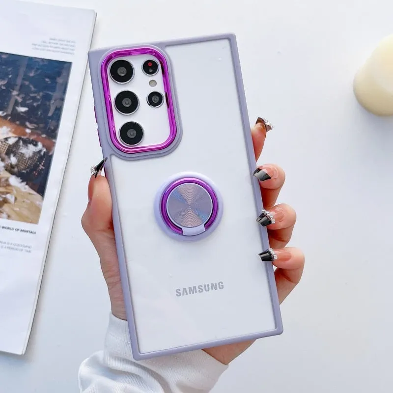 Luxury Transparent Case For Samsung Galaxy With Ring Holder