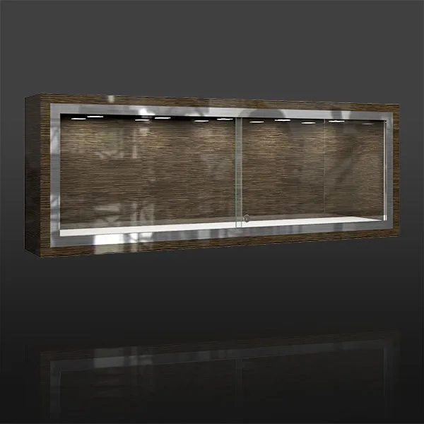 LX06 Wall Mounted Jewelry Glass Display Showcase w/ LED Lights