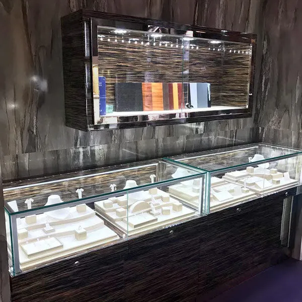 LX06 Wall Mounted Jewelry Glass Display Showcase w/ LED Lights