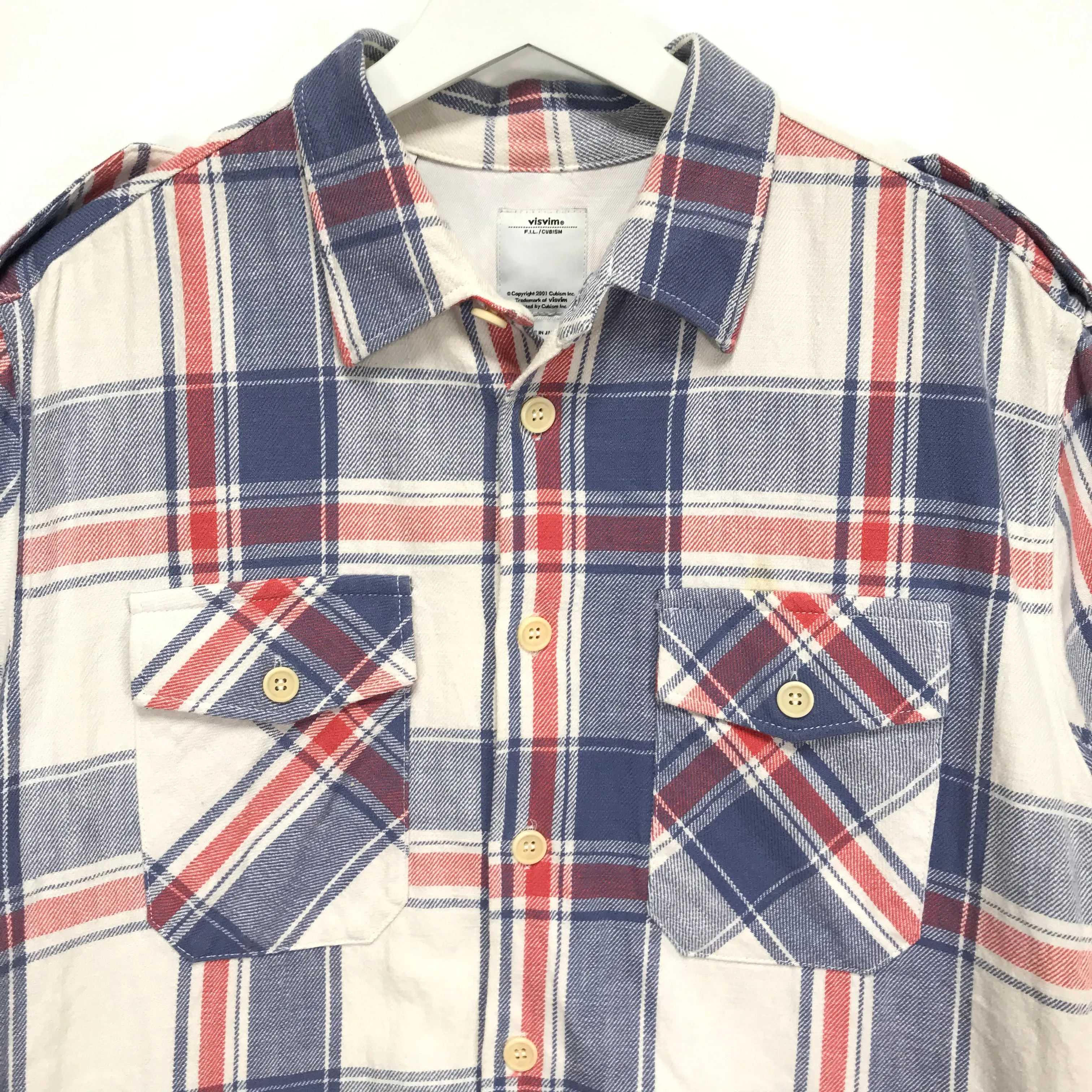 [M] Visvim Pyle Check S/S Shirt White
