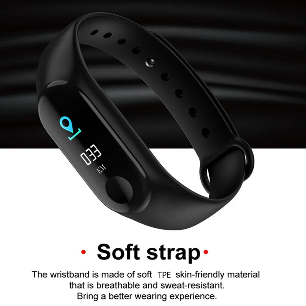 M3 Pro Smart Watch Sport Band Blood Pressure Sleep Monitor - Black