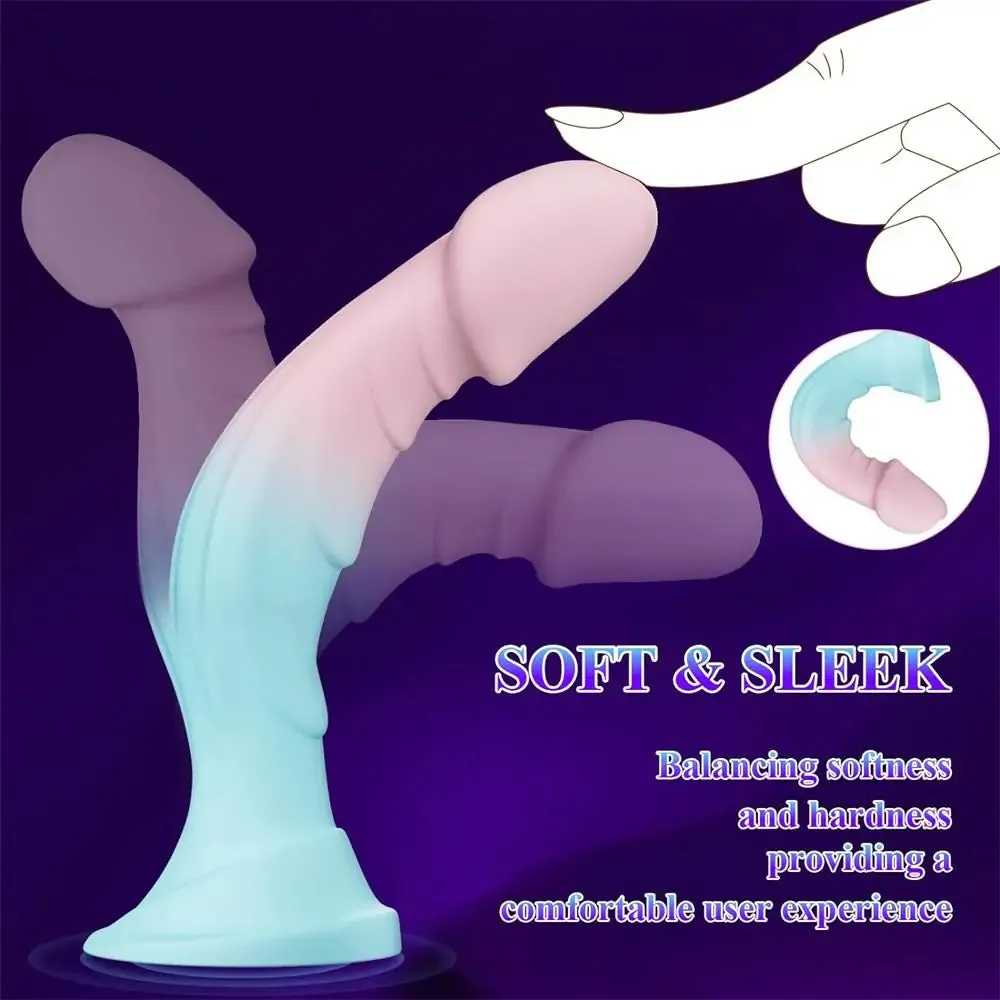 Macaron - 7.5” Liquid Silicone Realistic 9 Vibrations Slim Dildo with Suction Cup