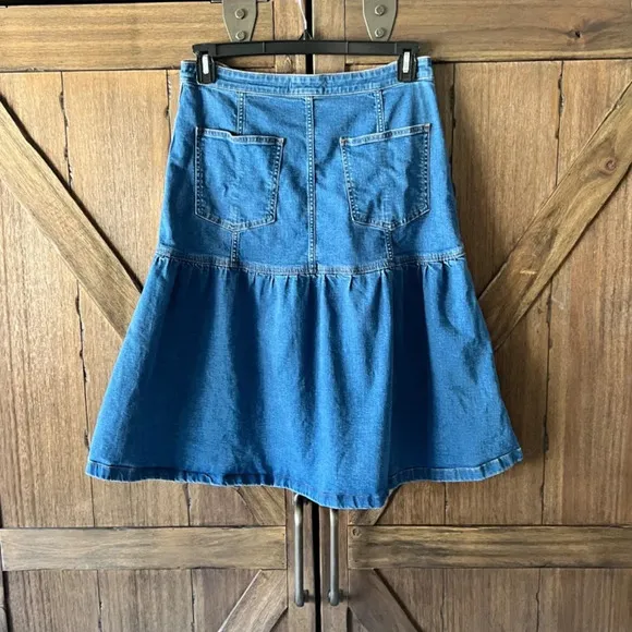 Madewell Denim Bayview Tiered Midi Cotton Flared Skirt Size 30 EUC