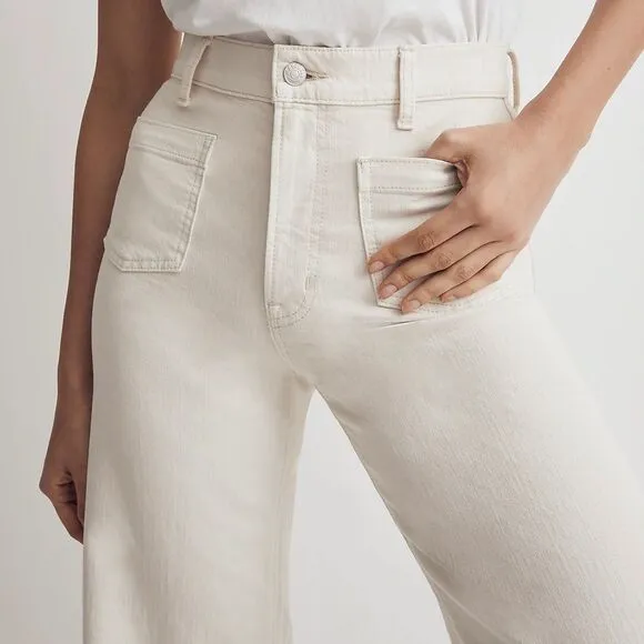 Madewell NWT Perfect Vintage Wide Leg Jeans Size 31 Patch Pocket Edition in Ecru