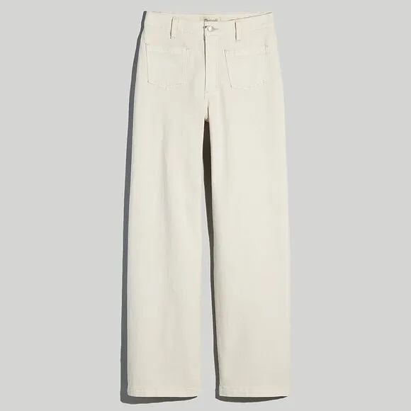 Madewell NWT Perfect Vintage Wide Leg Jeans Size 31 Patch Pocket Edition in Ecru
