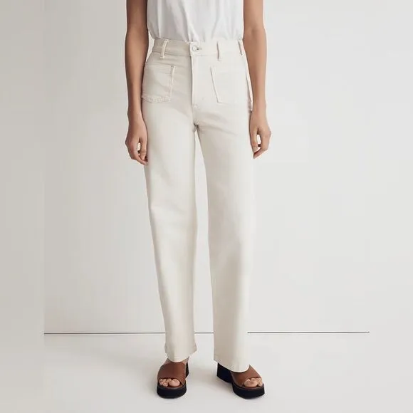 Madewell NWT Perfect Vintage Wide Leg Jeans Size 31 Patch Pocket Edition in Ecru