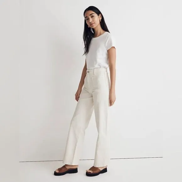 Madewell NWT Perfect Vintage Wide Leg Jeans Size 31 Patch Pocket Edition in Ecru