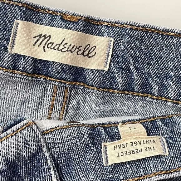 Madewell the Perfect Vintage Jean 24 Ainsworth Wash Raw Hem High Rise Tapered