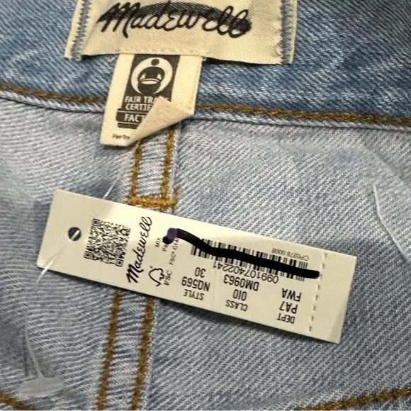 Madewell The Perfect Vintage Jean Fitzgerald Wash 30 New with Tags