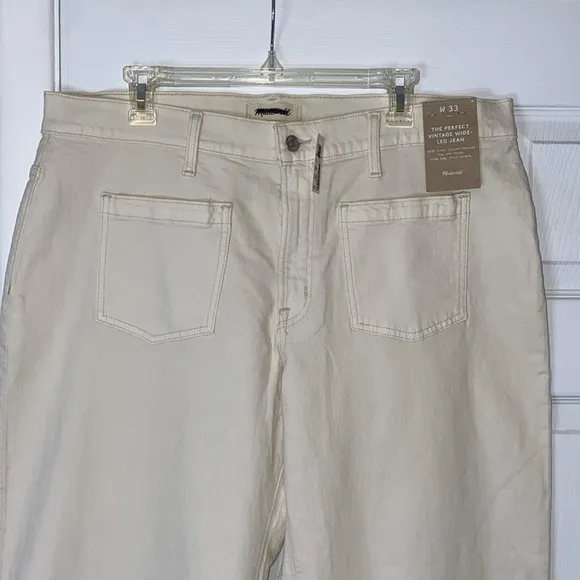 Madewell The Perfect Vintage Wide-Leg Jean Size 33 Cream Vintage Canvas