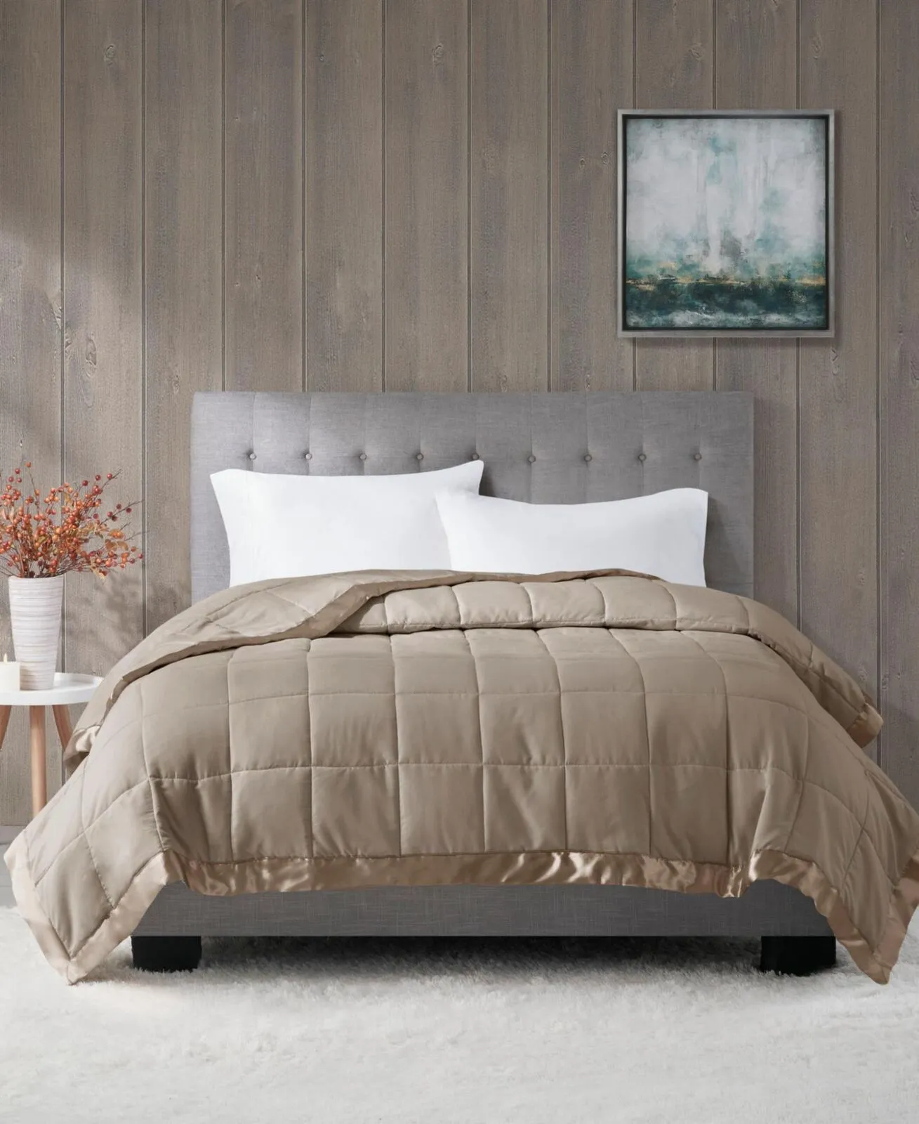 Madison Park Windom Lightweight Down Alternative Blanket Satin Trim Brown King