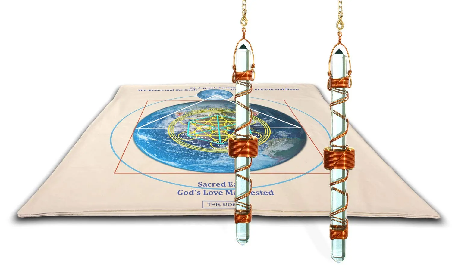 Magnetic Crystal Mat Healing System 4' x 4 ' with Two 7 Inch Quartz Crystal Healing Tool - Buddha Maitreya the Christ Etheric Weaver ®