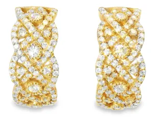 Magnificent 14K Pink Rose Gold Diamond Woven Hoop Earrings Hoops