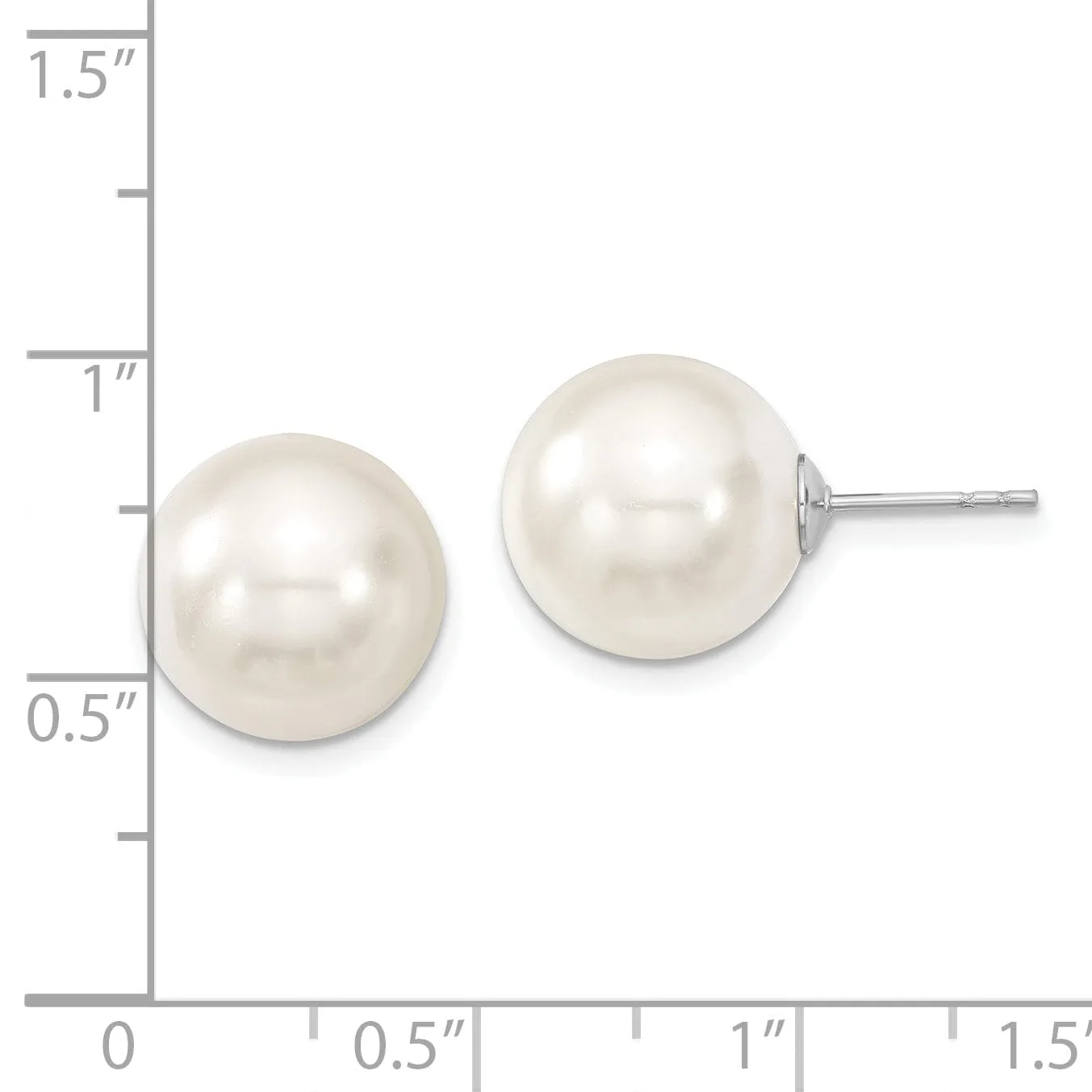 Majestik Round White Pearl Stud Earrings