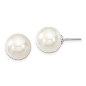 Majestik Round White Pearl Stud Earrings
