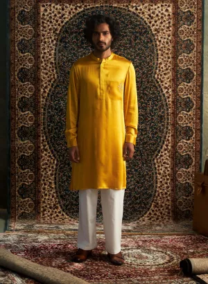 Marigold modal satin kurta and straight pants