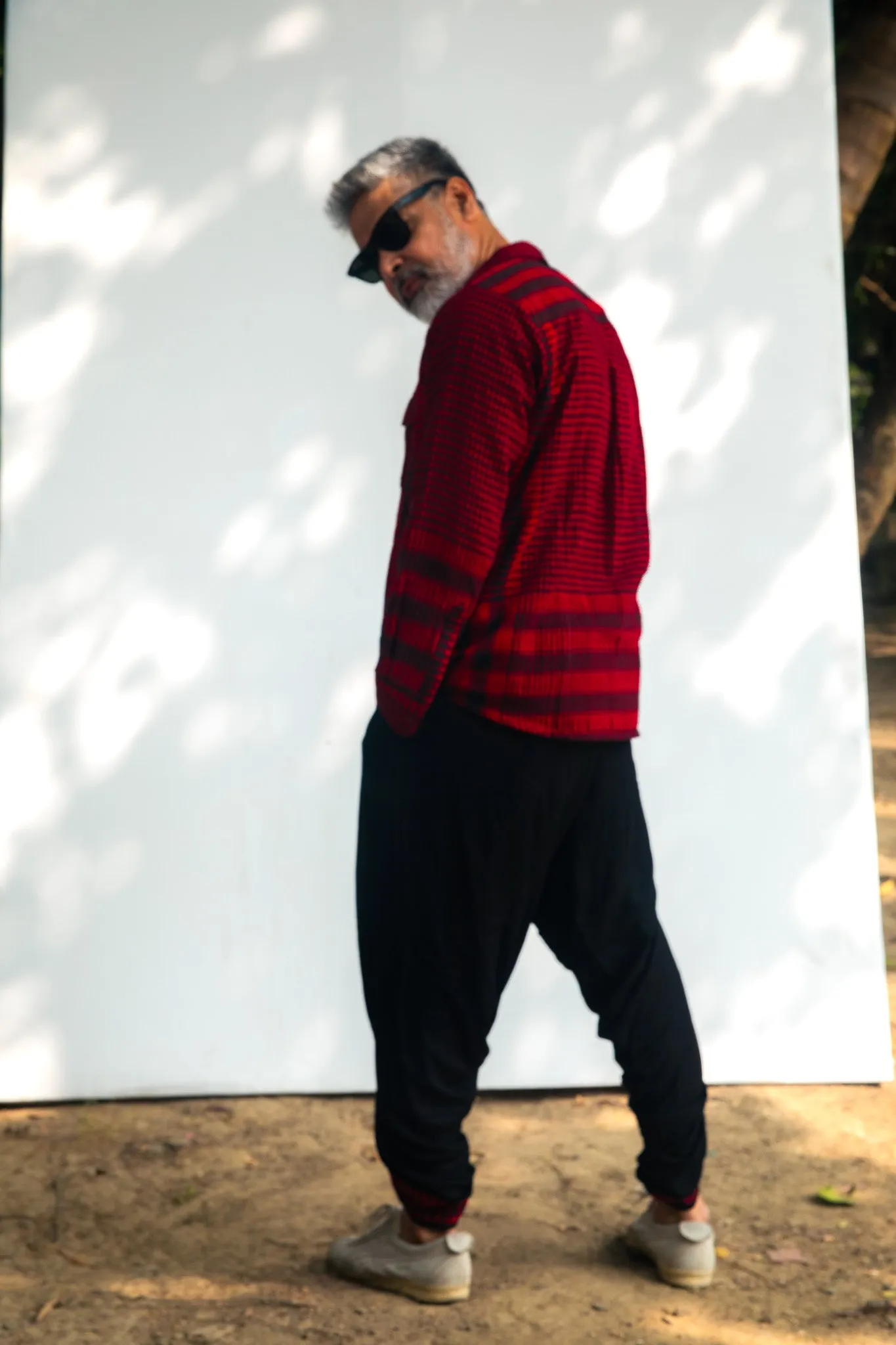 Maroon Shirt   Black/Maroon Dual Dhoti Set