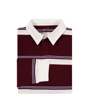 Maroon Stripe Long Sleeve Rugby