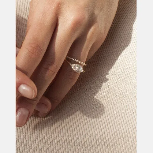 Marquise moissanite Engagement Ring cluster vintage white gold wedding ring for women diamond anniversary gift for her