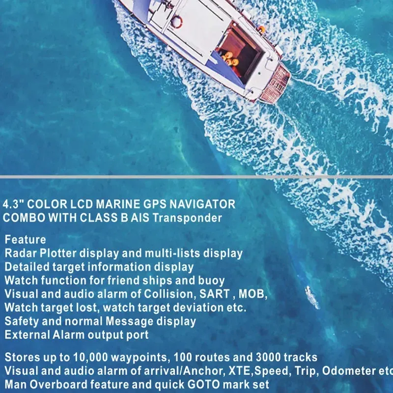 Matsutec HP-528A 4.3-inch Color LCD Chart Plotter Built-in Class B AIS Transponder Combo High Sensitivity Marine GPS Navigator (License Included)