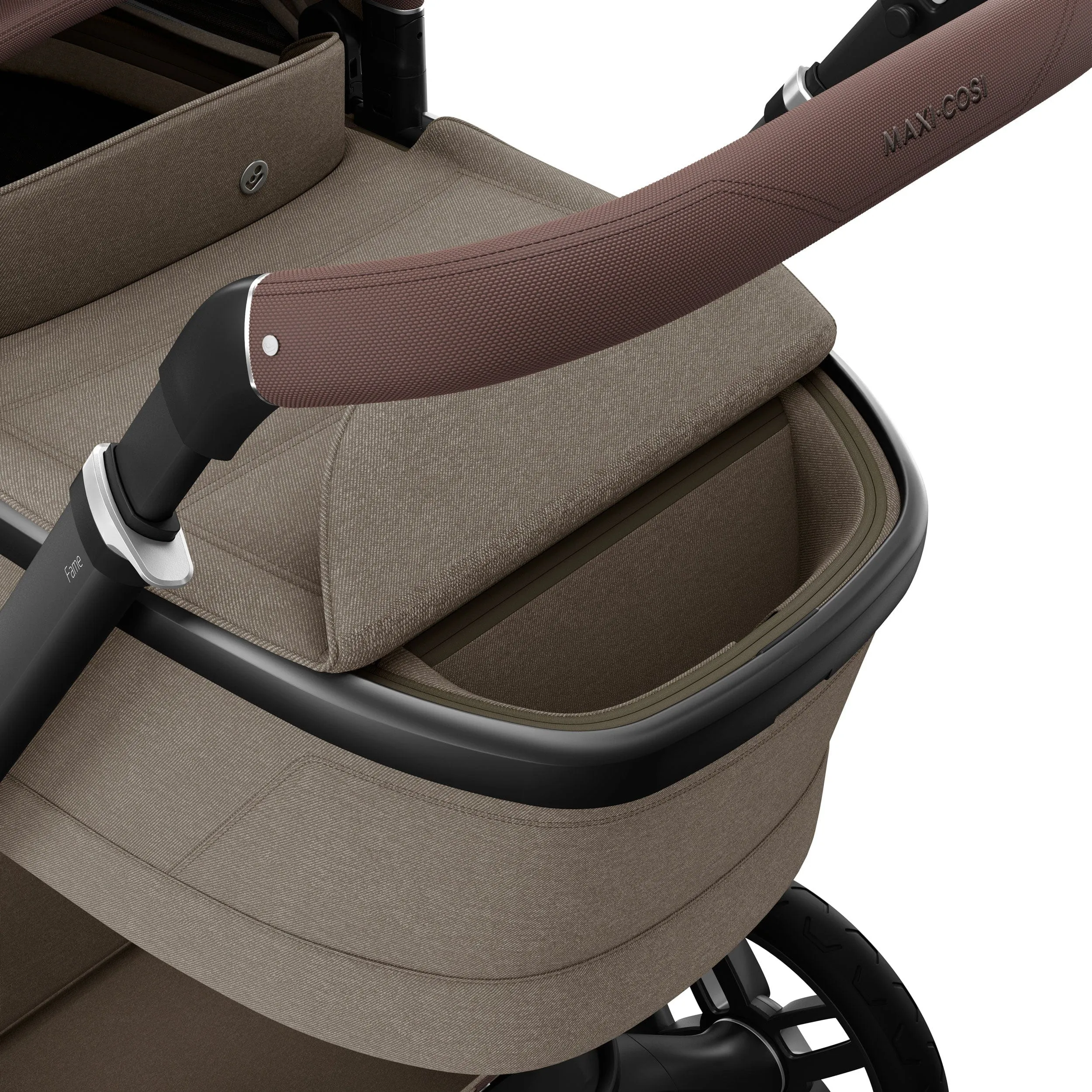 Maxi-Cosi FAME 9 Piece Premium Travel System in Twillic Truffle (Black Wheels)