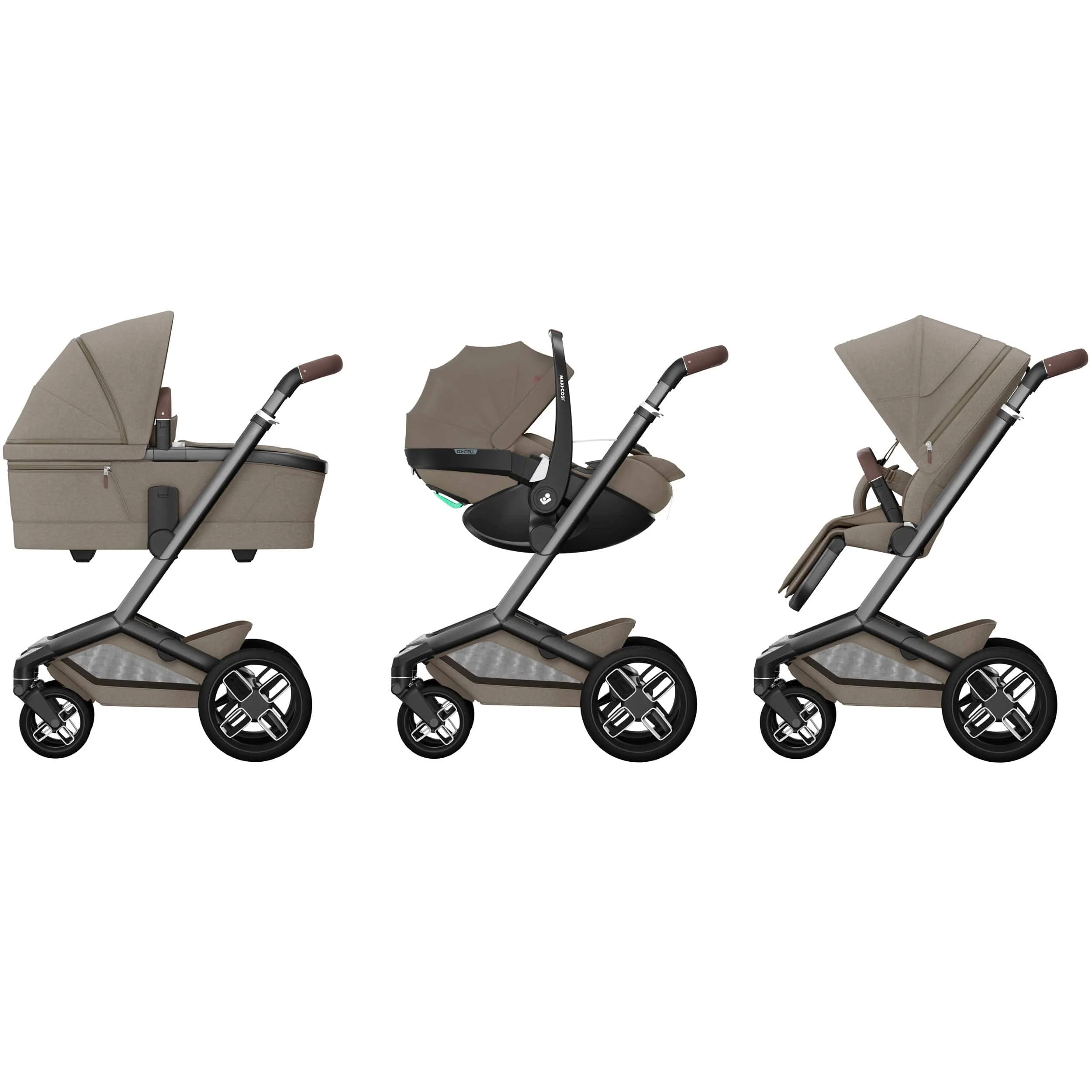 Maxi-Cosi FAME 9 Piece Premium Travel System in Twillic Truffle (Black Wheels)