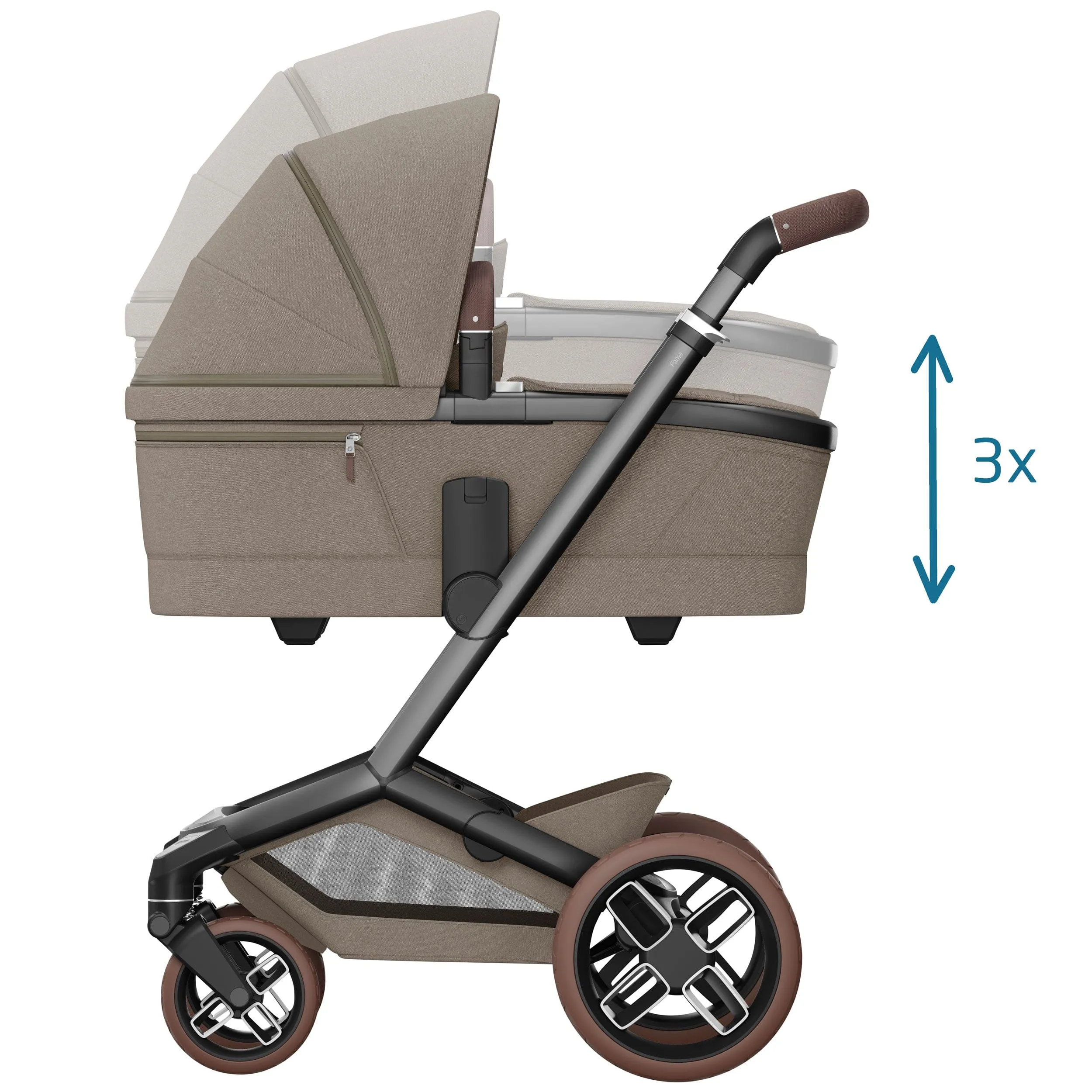 Maxi-Cosi FAME 9 Piece Premium Travel System in Twillic Truffle (Brown Wheels)