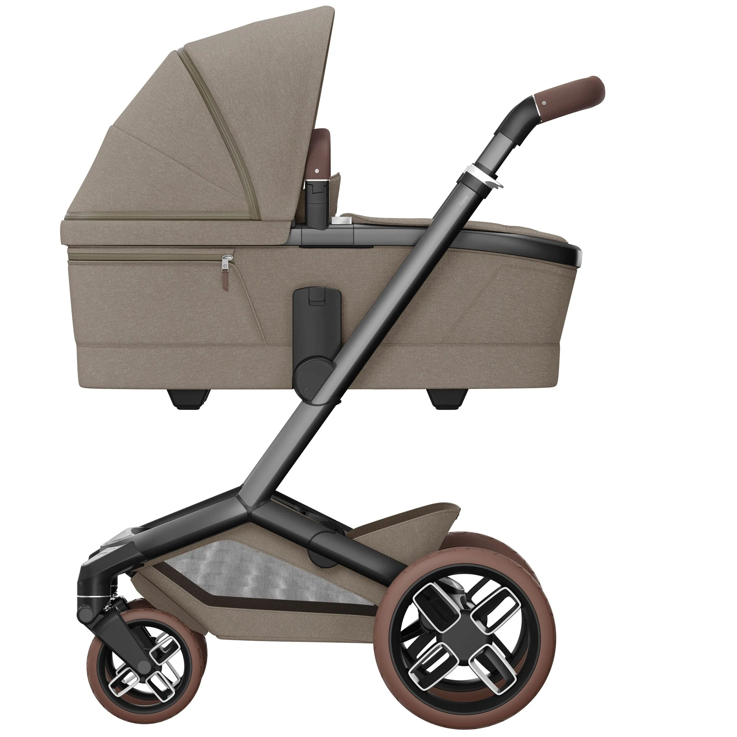 Maxi-Cosi FAME 9 Piece Premium Travel System in Twillic Truffle (Brown Wheels)