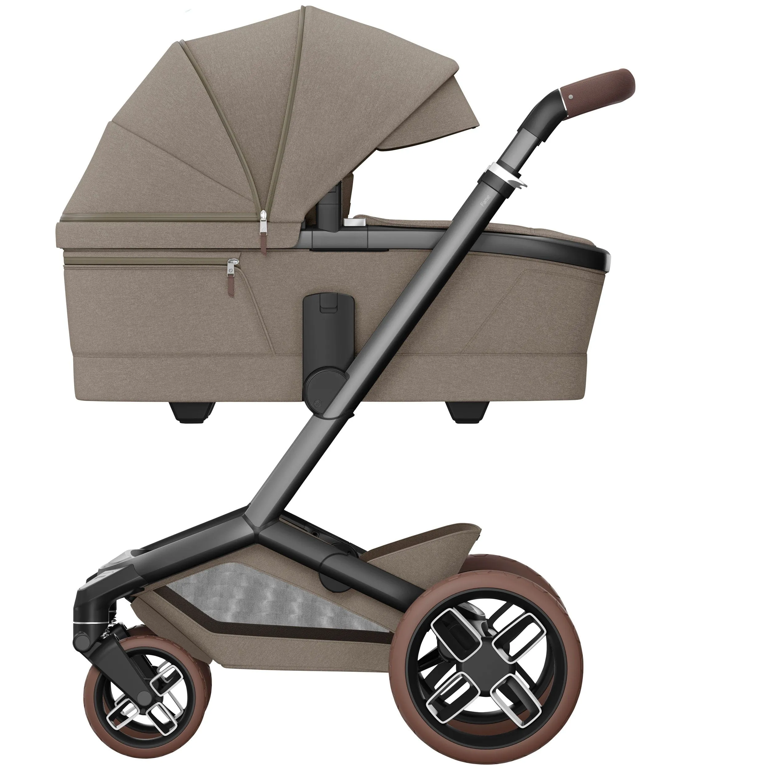 Maxi-Cosi FAME 9 Piece Premium Travel System in Twillic Truffle (Brown Wheels)