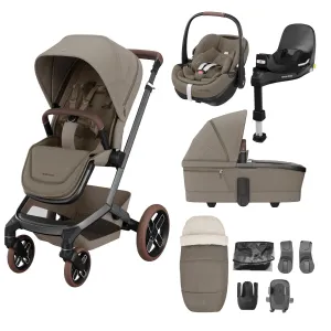 Maxi-Cosi FAME 9 Piece Premium Travel System in Twillic Truffle (Brown Wheels)
