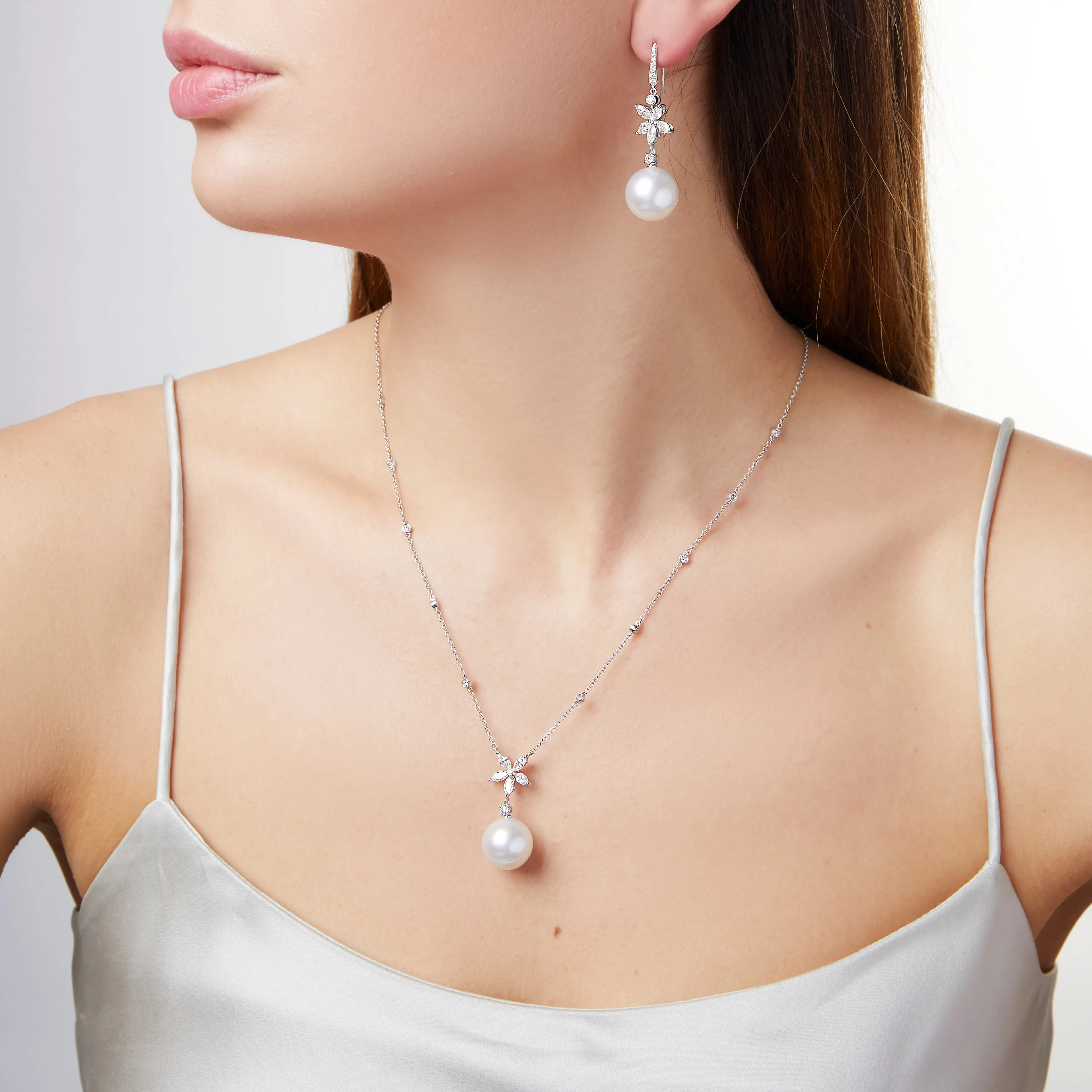 Mayfair South Sea Pearl and Diamond Necklace 18ct White Gold