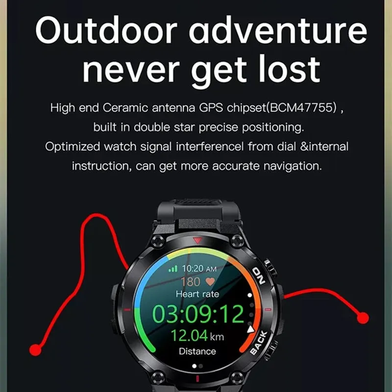 Men Smart Watch  GPS Outdoor Sport Fitness Tracker Bracelet Long Standby Smartwatch