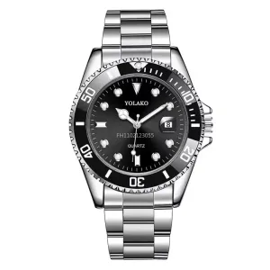 Men Watch Luxury Quartz Watch Business Watches Blue Dial Calendar Men Stainless Steel Band Fashion Male Wrist Watch Clock