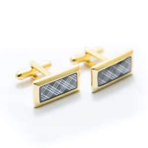 Mens Cufflinks Golden & Grey Lining – Best For Casual & Formal Shirts