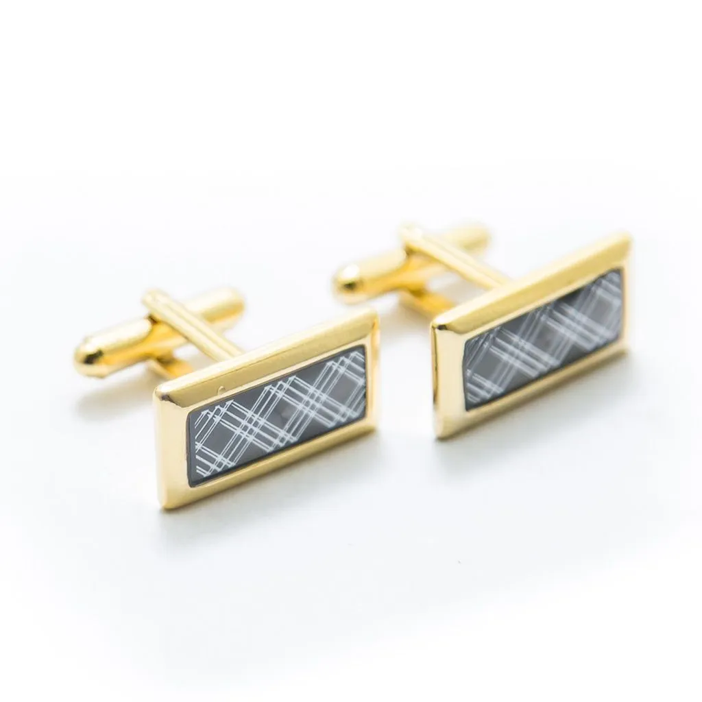 Mens Cufflinks Golden & Grey Lining – Best For Casual & Formal Shirts
