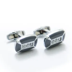 Mens Cufflinks – Stainless Steel With 3D Rectangle Black Design