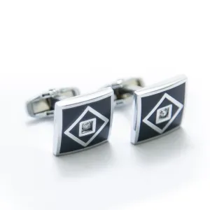 Mens Cufflinks – Stainless Steel With Square Black Design