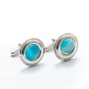 Mens Cufflinks With Blue Gemstone – Rounded