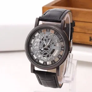 Mens Fashion Business Skeleton Engraved Watch