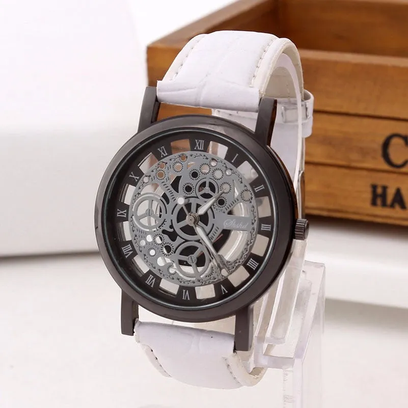Mens Fashion Business Skeleton Engraved Watch