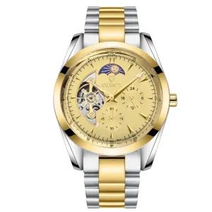 Men's Mechanical Watches: 24-Hour Moon Phase Display & Waterproof Design